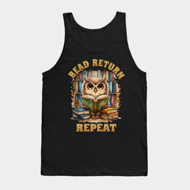Read Return Repeat Owl with books Tank Top by Tezatoons